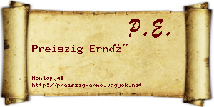 Preiszig Ernő névjegykártya